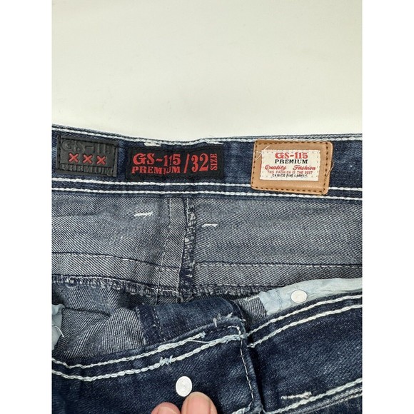 GS-115 Doheny Slim Fit Jeans Thick Stitch Distressed Men's Jeans Size 32x31 - Picture 10 of 12